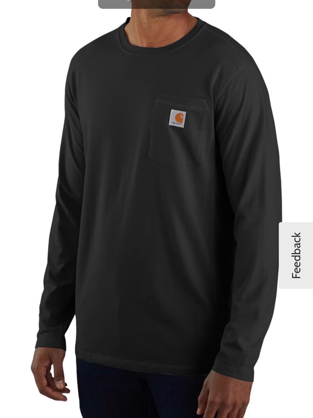 Carhartt Men's Black Long Sleeve Pocket Tee with Logo Patch